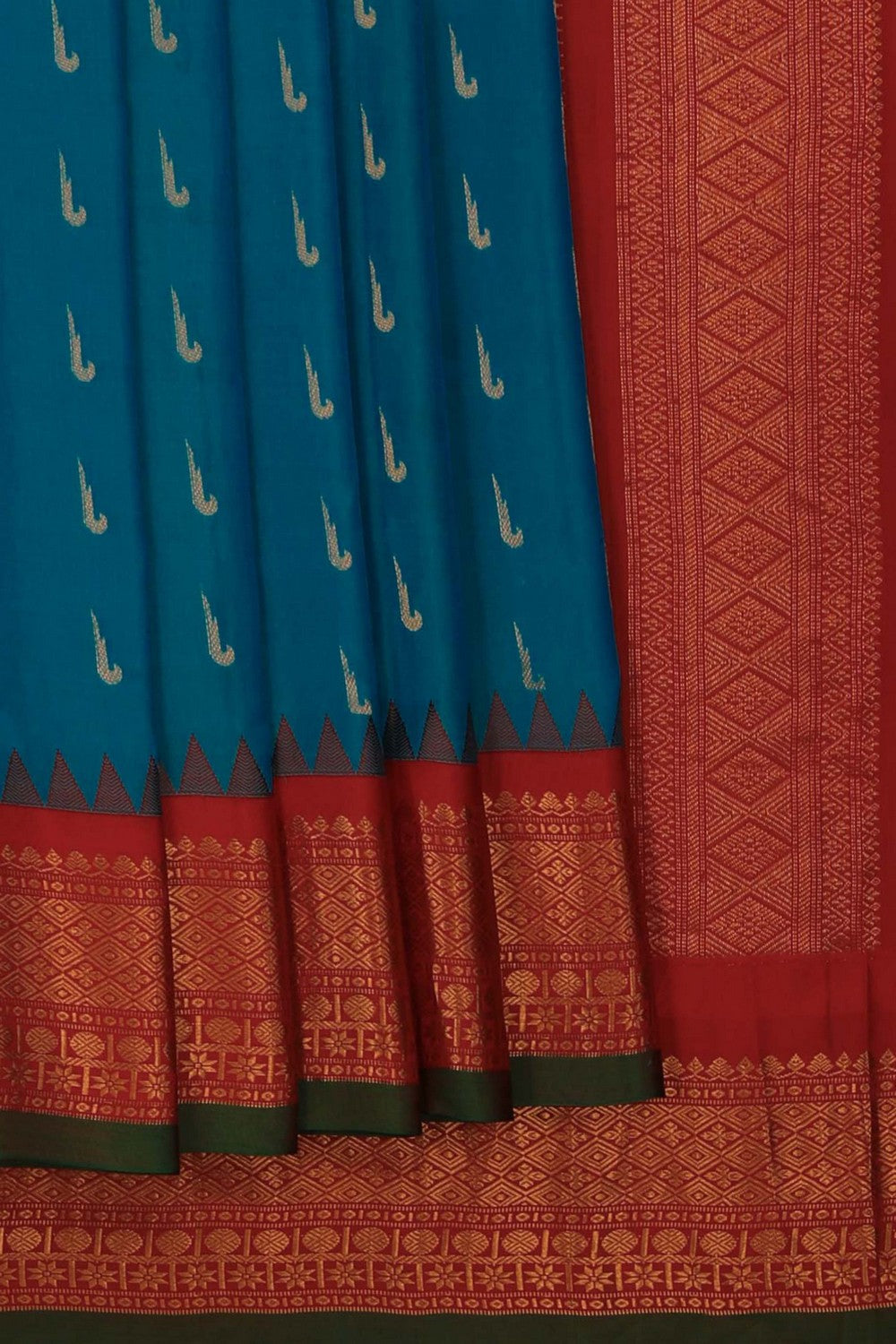 Image of Gadwal Silk Blue Saree